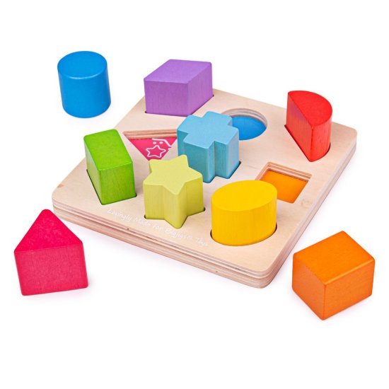 Bigjigs Toys Bigjigs Baby Lesene kocke oblike in barve