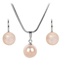 Levien Očarljiv komplet ogrlic in uhanov Pearl Peach