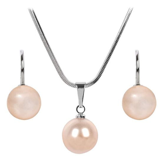 Levien Očarljiv komplet ogrlic in uhanov Pearl Peach