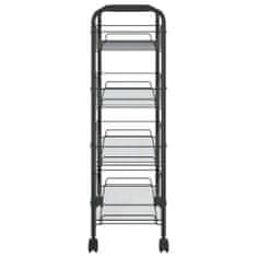 Vidaxl 4-nadstropni kuhinjski voziček črn 46x26x85 cm železo