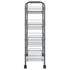 Vidaxl 4-nadstropni kuhinjski voziček siv 46x26x85 cm železo