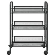 shumee 3-nadstropni kuhinjski voziček črn 46x26x64 cm železo