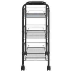 shumee 3-nadstropni kuhinjski voziček črn 46x26x64 cm železo
