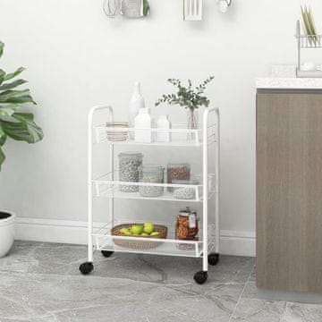 Vidaxl vidaXL Kuhinjski voziček s 3 nadstropji bel 46x26x64 cm železo