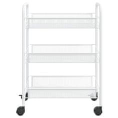 shumee 3-nadstropni kuhinjski voziček bel 46x26x64 cm železo