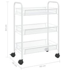 shumee 3-nadstropni kuhinjski voziček bel 46x26x64 cm železo