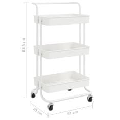 shumee 3-nadstropni kuhinjski voziček bel 42x25x83,5 cm železo in ABS