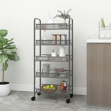 Vidaxl vidaXL Kuhinjski voziček s 5 nadstropji, siv, 46x26x105 cm, železo