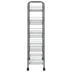 Greatstore 5-nadstropni kuhinjski voziček siv 46x26x105 cm železo