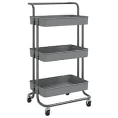 shumee 3-nadstropni kuhinjski voziček siv 42x25x83,5 cm železo in ABS
