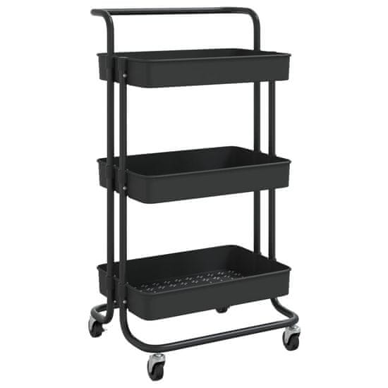 shumee 3-nadstropni kuhinjski voziček črn 42x25x83,5 cm železo in ABS