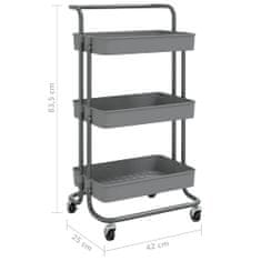 shumee 3-nadstropni kuhinjski voziček siv 42x25x83,5 cm železo in ABS