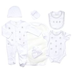 Just Too Cute Darilni komplet oblačil za dojenčka z medvedki, 7 kosov, bel, 62 (X0726)