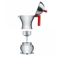 Alessi Pulcina kafetiera espresso za 3 skodelice / rdeč ročaj / indukcija / aluminij