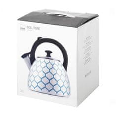 H&H LIFESTYLE Čajnik emaj 2,5l Geometric / modro-bel / indukcija / emajl