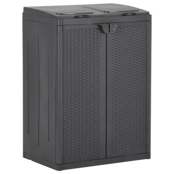 Vidaxl Koš za smeti z 2 vrati črn 65x45x88 cm PP