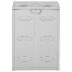 Vidaxl Koš za smeti z 2 vrati svetlo siv 65x45x88 cm PP