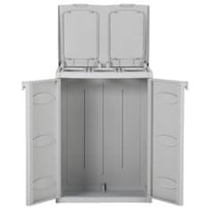 Vidaxl Koš za smeti z 2 vrati svetlo siv 65x45x88 cm PP