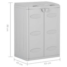 Vidaxl Koš za smeti z 2 vrati svetlo siv 65x45x88 cm PP