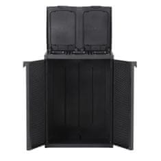 Vidaxl Koš za smeti z 2 vrati črn 65x45x88 cm PP