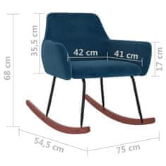 Vidaxl Gugalni stol moder žamet