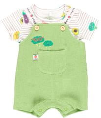 Boboli fantovski komplet kratkih hlač z naramnicami in majice Veggie Party, iz organskega bombaža, zelen, 56 (154066)