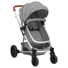 Vidaxl Otroški voziček 2 v 1 svetlo siv aluminij