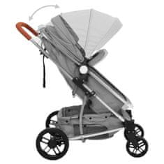 Vidaxl Otroški voziček 2 v 1 svetlo siv aluminij
