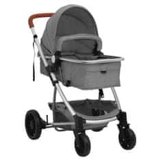 Vidaxl Otroški voziček 2 v 1 svetlo siv aluminij