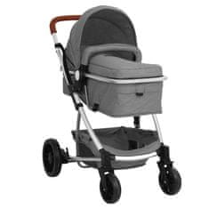 Vidaxl Otroški voziček 2 v 1 svetlo siv aluminij