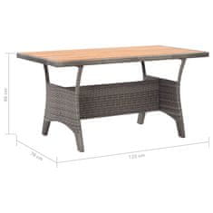 Vidaxl Vrtna miza siva 120x70x66 cm trden akacijev les