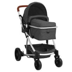 Vidaxl 2-v-1 otroški voziček temno siv aluminij