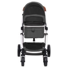 Vidaxl Otroški voziček 3 v 1 temno siv aluminij