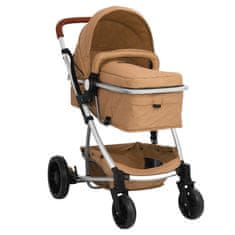 Vidaxl Otroški voziček 2 v 1 taupe aluminij