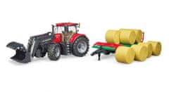 Bruder Case IH Optum CVX traktor s sprednjo nakladalko in prikolico (03198)