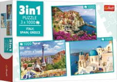 Trefl Puzzle Italija, Španija, Grčija 3x1000 kosov