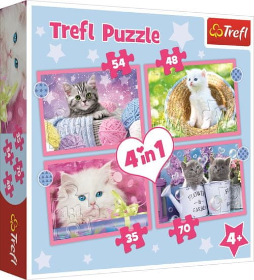 Trefl Puzzle Happy cats 4v1 (35,48,54,70 kosov)