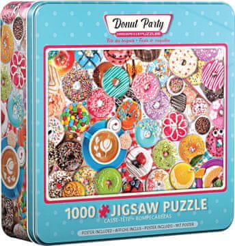 EuroGraphics Puzzle v pločevinasti škatli Zabava s krofi 1000 kosov