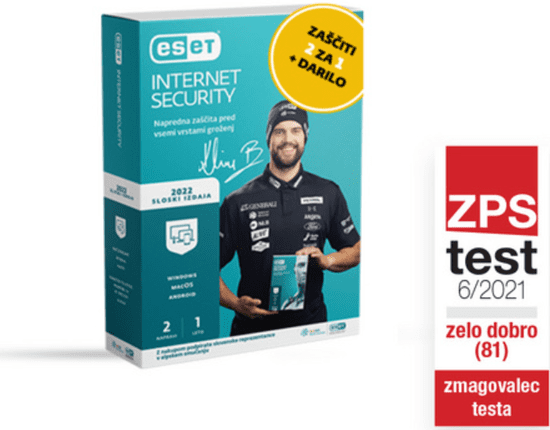 ESET Internet Security protivirusna programska oprema, 2 licenci, 1 leto (IS 2 BOX SLOSKI)