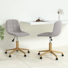 shumee Vrtljivi namizni stoli, 2 kosa, svetlo sive barve, oblazinjeni z žametom