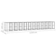 Vidaxl Zunanji pasji boks jeklo s streho 26,62 m²