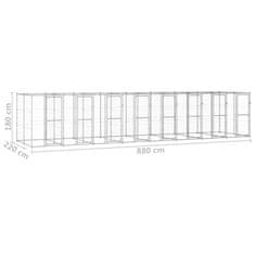 Vidaxl Zunanji pasji boks pocinkano jeklo 19,36 m2