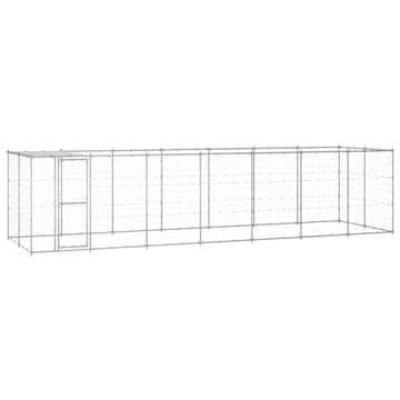 Vidaxl Zunanji pasji boks pocinkano jeklo s streho 16,94 m²