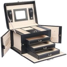 Troli Elegantna črna škatla za nakit z ogledalom H30E