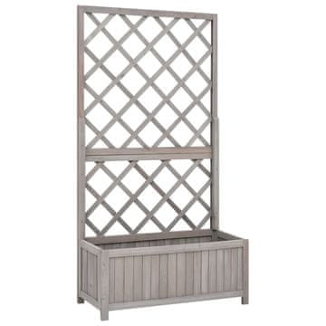 Vidaxl vidaXL Vrtno korito z rešetko, sivo, 70x30x135 cm, les jelke