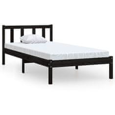 Vidaxl Posteljni okvir črn iz trdne borovine 75x190 cm UK Small Single