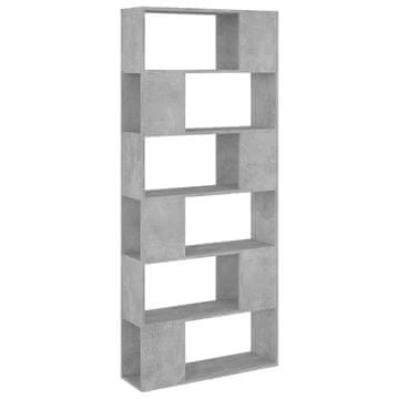 Vidaxl Knjižna omara za razdelitev prostora betonsko siva 80x24x186 cm