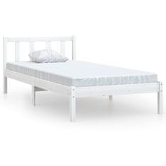 Vidaxl Posteljni okvir bel iz trdne borovine 75x190 cm UK Small Single