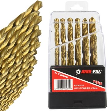 MAR-POL Set svedrov iz titana za železo HSS 1-10mm 19 kos M22310