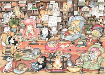 Ravensburger Sestavljanka Crazy Cats: Bingleyjev knjižni klub 1000 kosov